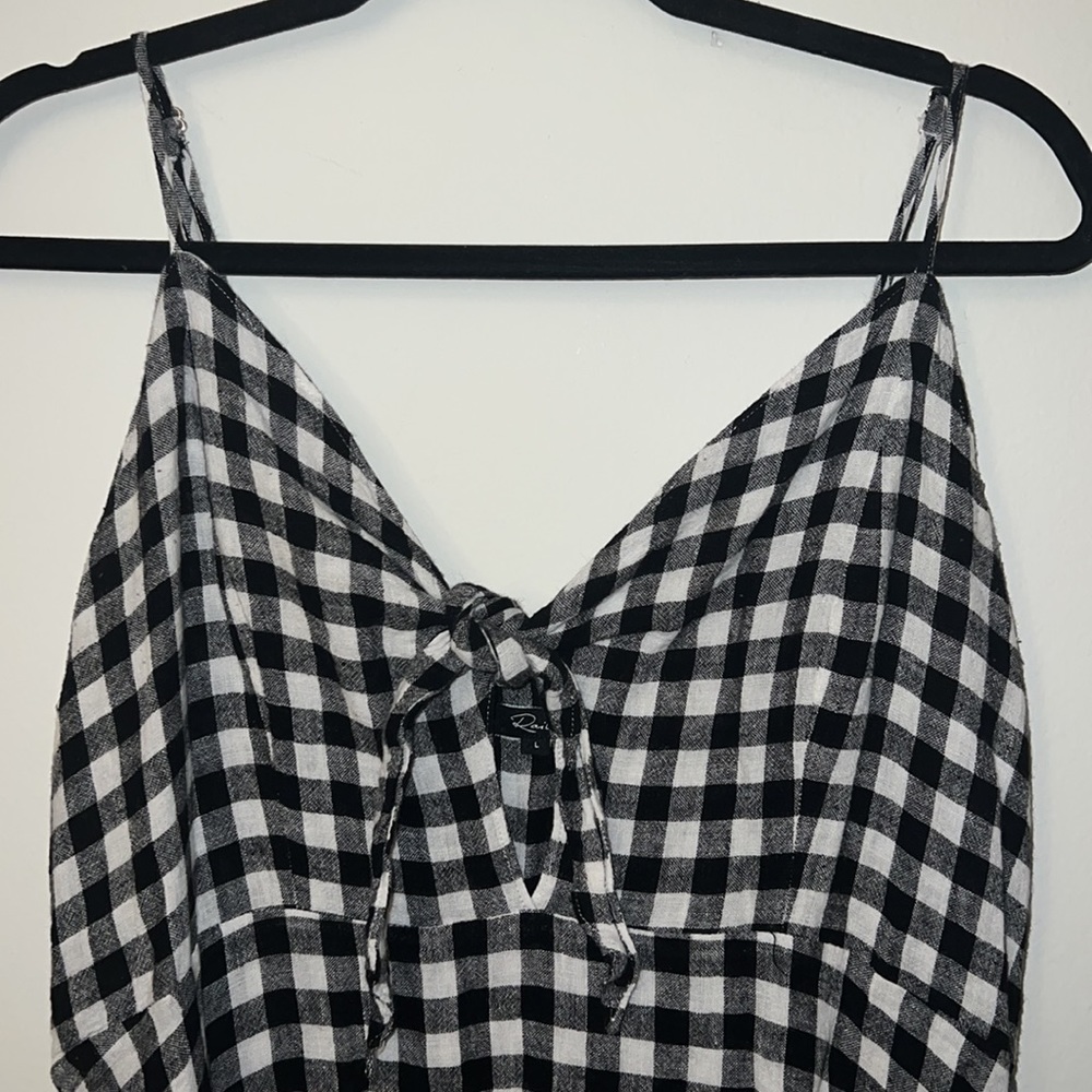 Rails black and white checkered spaghetti strap linen mini dress Size Large - Picture 3 of 6